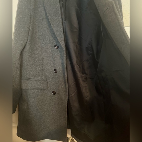 NEW Men's Premium Double Breasted gray Woolen Pea Coat - Picture 13 of 16